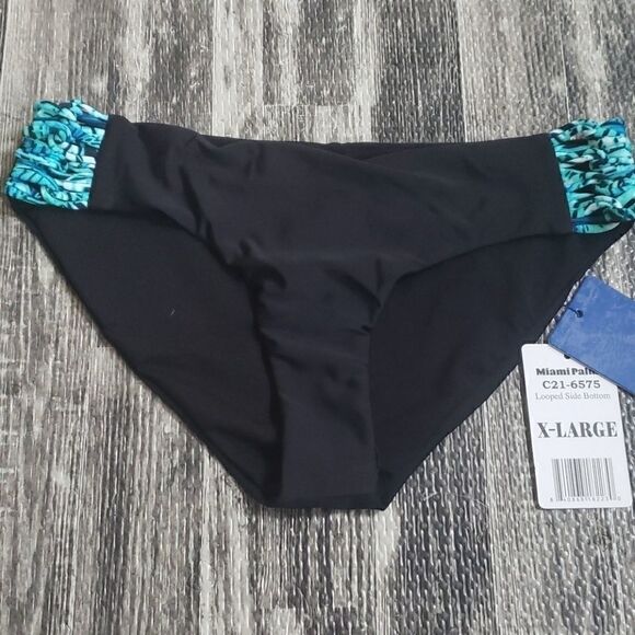 New! HEAT SWIMWEAR BLACK LOOPED SIDE SWIM BOTTOM - Picture 2 of 10